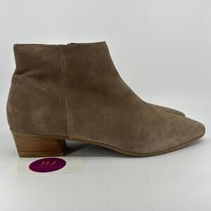 Aquatalia Women's Fuoco Taupe Suede Side Zip Classic Ankle Booties Size 10.5
